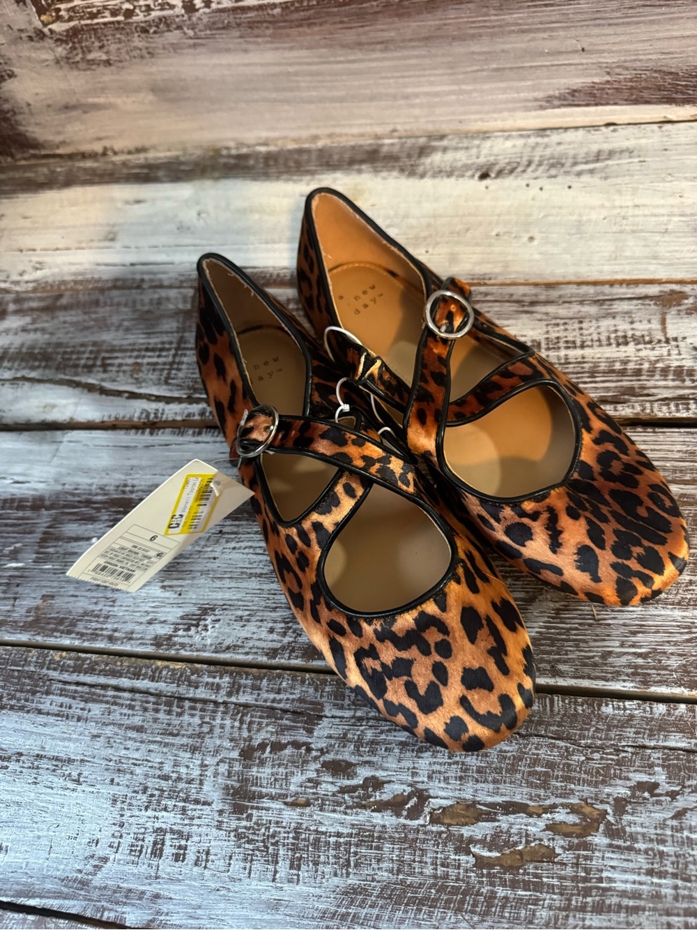 a new day Leopard-Print Mary Jane Flats in Tan and Black